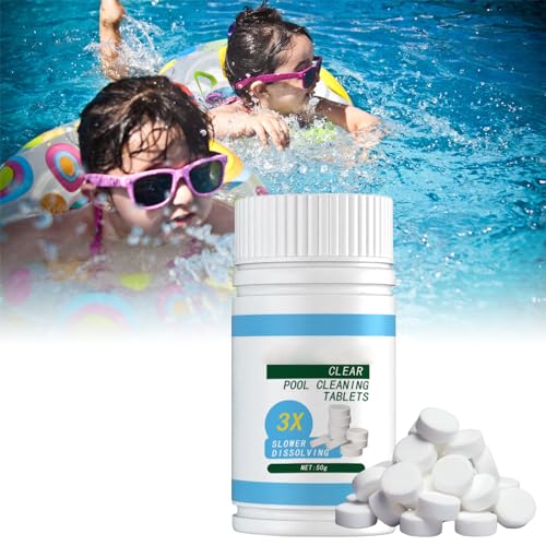 Chlortabletten für Pool,50g Chlortabletten,Chlor Multitabs,Poolreinigung Chlor,Chlor Tabs Pool,Mini Multifunktionale Pool-Reinigungstabletten,für Pool,Gartenpool,Kinderpools