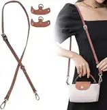 Schultergurt für Longchamp Leder Geldbörsenriemen,Leder Schultergurt mit Metall Drehhaken No-Punch für Longchamp Le Pliage,Verstellbarer 92–117cm Universal Schulterriemen (Brown Gold)