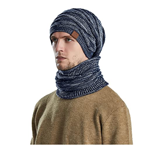 WKAYsIV Wintermütze Jungen Fleece-warme Hüte für Frauen Winter Coif-Hauben-Herrentuchhut im Winter strickend für Erwachsene Damen Pelzmütze(Marine,Einheitsgröße)