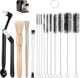 Kaffee Pinsel,15 Stück Kaffee Reinigungsbürste,Kaffee Reinigungsbürste Set,Espressomaschine Bürste Kaffeemühle Reinigungspinsel Pfeifenreiniger Bürste für Kaffeemühle Kaffee Werkzeug Reinigungsbürste