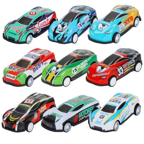 Cadimus Zurückziehen Spielzeugautos，9pcs Mini Auto Set Rennauto,Metall Aufziehauto ab 1 2 3 4 Jahre,Mini Pull Back Rennfahrzeuge,Rennspielzeug zum Zurückziehen für Jungen und Mädchen（zufällig）