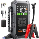 YaberAuto Starthilfe Powerbank mit Luftkompressor, 150PSI 5500A Auto Starthilfe, 23,800mAh Starthilfe, Starthilfe Auto (All Benzin und 10.0L Dieselmotor) mit LCD Bildschirm und 500 Lumen Notlicht