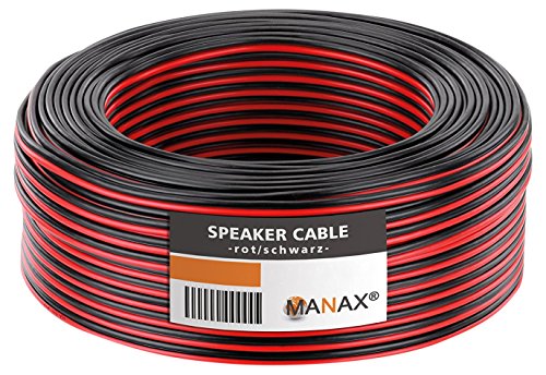 MANAX® 25m Zwillingslitze 2x 0,75mm² rot/schwarz Kabel 2-adrig (25m 0,75mm² - 1 Ring, rot/schwarz)