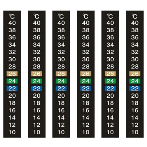 XPEX 6 Stück Wassertemperatur Aufkleber, Induktion Selbstklebendes Aquarium Thermometer, Digitales Aquarium-Thermometer, Geeignet Für Die Haltung Von Schildkröten, Reptilien Und Zierfischen(10-40°)