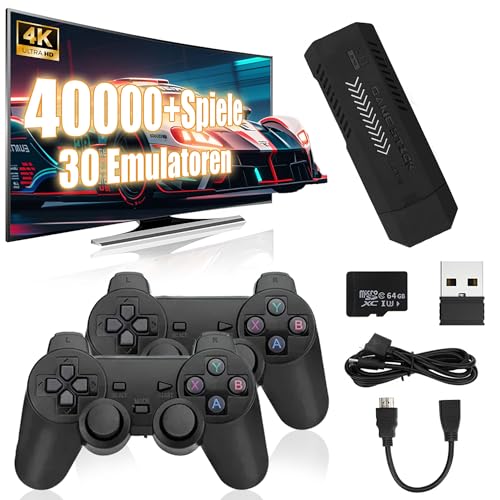 KINMRIS Retro Konsole Spielekonsole 64G 30000 Spielens 4K USB Wireless 50+ klassischen Emulatoren, Videospielkonsole Retro TV Spielkonsole HDMI-kompatible Videospiel-Sticks