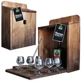 Premium Vogelhaus Minibar inkl. 6 Schnapsgläser Geburtstagsgeschenk Männer, lustige Geschenke, Handmade Wohnaccessoires Schnapsbar Zwitscherkasten für Büro oder Garten