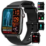 2025 Neu Smartwatch mit ??????????/???/???, 1.83’’ Zoll Fitnessuhr Herren Damen mit Blutdruck, Herzfrequenz, SpO2, Schlaf, 140+ Sportmodi IP68 Wasserdicht, Android und iOS, Schwarz