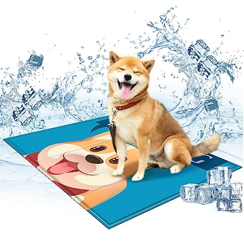 Actask Kühlmatte mit Kühlgel Hunde Katzen (M-90x50CM), Kuhlmatte für Hund und Katze mit Ungiftiges Gel, Sommerschlafbett Kühl Hundedecke