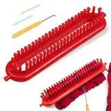 Coopay Lange Strickrahmen, 26 cm Langes Knitting Loom, Rechteckige Strickwebstühle für Schals und Mützen, Roter Dichte Zähne Strickwebstuhl, Strickmaschine Set mit Webstuhlhaken für Anfänger