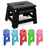 NATUMO® Tritthocker Kinder, Klapphocker faltbar, Leichter und Rutschfester Kinder Hocker Bad & Toilette, Klapptritt für Badezimmer, Küche und Garten, 22cm (Schwarz)