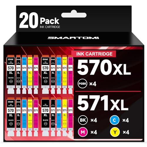 570 571 Druckerpatronen kompatible für Canon PGI-570 XL CLI-571 XL 20er-Pack für Pixma TS5050 MG5750 TS5055 TS5051 MG6850 TS5053 MG5753 MG5751 TS8050 MG7750 MG6853 MG6852 MG5700