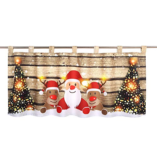 Delindo Lifestyle LED Scheibengardine Christmas Team für das Kinderzimmer, beleuchtete Bistrogardine, 45x120 cm, Moderne Gardine zu Weihnachten