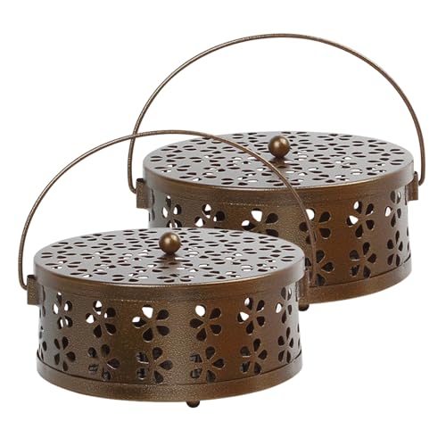 HJIAMA 2 Stück Mückenspirale Halter, Räucherspirale Hohlstruktur, Klassisches Eisen Citronella Spirale, Sicher und Tragbar, Geeignet für Zuhause, Camping und Reisen