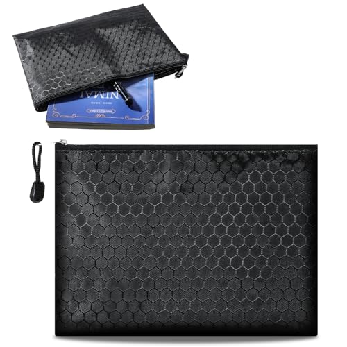 Geldtaschen, Banktasche Mit Reißverschluss, 24 cm x 175 mm Dokumententasche, Wasserdichte Document Case, Mesh Zip Bag, Reißverschlusstasche Für Dokumente Für Organisation, Lagerung (Schwarz)