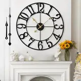 Mee 2ou Wanduhr Groß Modern Nahezu Lautlos Ohne Tickgeräusche -60cm Durchmesser Wanduhren Modern Wohnzimmer Wanduhr Vintage Für Schlafzimmer Küche Büro Landhausstil Industrial Style