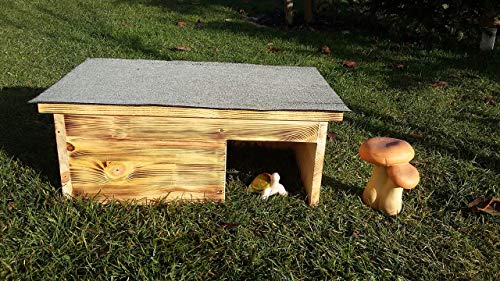 Schildkrötenhaus Terrarium handgemacht 60x40x22 geflammt Dachpappe Isolierung Gratis Heu Stroh Schutzhaus Schildkröte