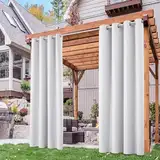 Deconovo Blickdicht Gardinen Outdoorvorhänge Sonnenschutz Outdoor Vorhang Wetterfest Terrassen Sichtschutz Vorhänge Wasserdicht Vorhang für Balkon Pavillon, 245x132 cm(HöhexBreite), Grau Weiß, 2er Set