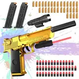 Pistole Kinder Platzpatronen,Soft Foam Bullet Gun,Schaumstoff-Blaster Toy Gun,Spielzeug Pistole Kinder,Revolver Soft Bullet Toy Gun,Spielzeug Pistolen(golden)