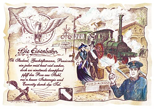 Die Staffelei Geschenk Eisenbahn/Witziges Gedicht mit liebevoller Zeichnung auf hochwertigem Papier/besondere Geschenkidee für den Eisenbahner