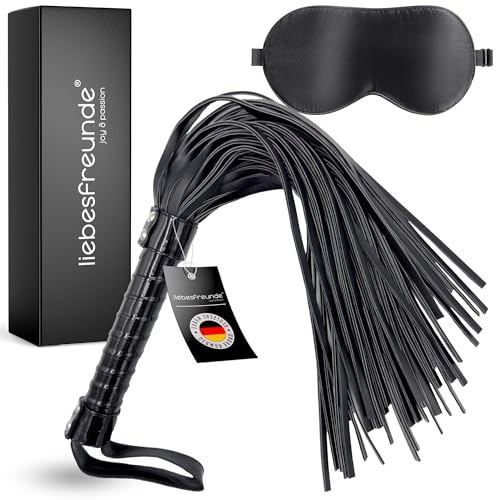 liebesfreunde® Sex Peitsche – Flogger BDSM Spielzeug, hart und weich anwendbar, inkl. Augenbinde