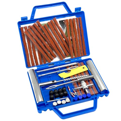 QUNNIE Reifenreparaturset, 53-teiliges Reifenreparaturset, Auto Tragbares Reifenreparaturset für Auto, LKW, Motorrad, Wohnmobil, Traktor, SUV
