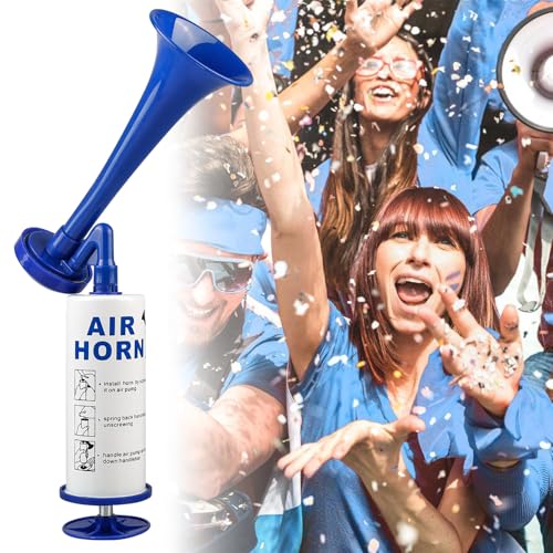 Handheld Air Horn: Wiederverwendbare Stadionhorn, Air Horn Signal Horn Mit Laut Tröten, Tröte Druckluft, Fanfare Druckluft, Lautes Geräusch Maker Horn für Bootfahren, Sportveranstaltungen (Blau)