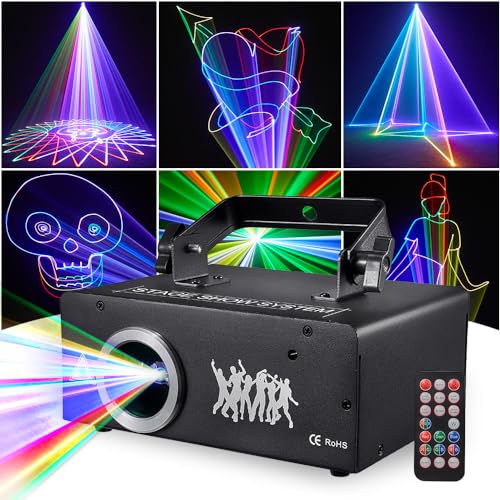 Eyeshot DJ Licht, Bühnenlicht Partylicht 3D RGB Animation mit Beam Scan Effekt, Auto, Musik Sound, Fernbedienung & DMX Steuerung für Party Disco Lichter Hochzeit Club Bühne und DJ Beleuchtung