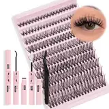PRO DIY Wimpernverlängerung Kit, individuelle Wimpern Kit mit 200 Pcs 40D Cluster Wimpern Bindung und Siegel, Wimpern Applikator Einsteiger-Kit (40D DIY Lash Kit-A)