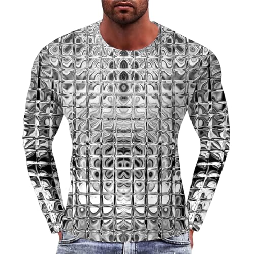 Mymyguoe 3D Bedruckte T-Shirts Herren Langarm Stretch Hemd Mode Casual Druck Hemden Langarmshirts Outdoor Urlaub Streetwear Sweatshirts T Shirts Turndown Shirts Sportshirts Für Männer