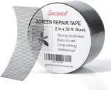 Secopad Fliegengitter Reparatur Klebeband, 5 cm x 9 m Fliegengitter Reparatur Set, Wasserdichtes Netz-Reparaturpflaster, Schwarz