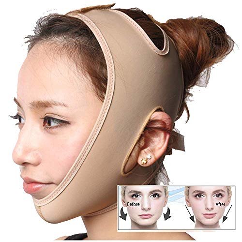 Zueyen 2pcs Face-Lifting Maske, V-Linie Maske, Doppelkinn-Hebegürtel V-Linien-Maske, Schmerzfreier Gesichtslifting-Verband zur Beseitigung schlaffer Hautstraffung Straffendes Anti-Falten (M)