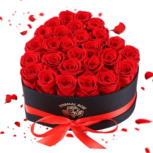 Zanfqvo Blumenstrauß Versenden Geschenke für Frauen, 27 Ewige Rose Halten 2-3 Jahre, Blumen Rosenbox für Valentinstag Muttertag, Weihnachten, Geburtstag, Hochzeitstag