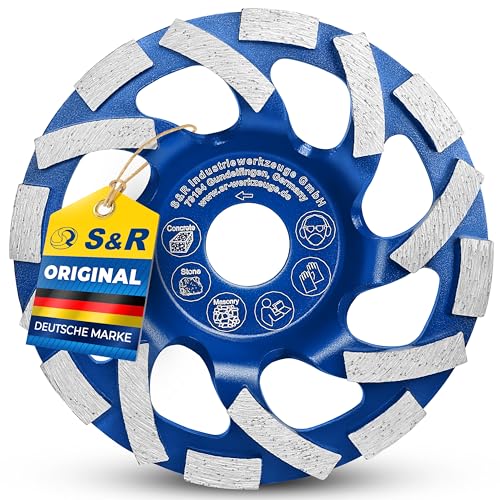 S&R Diamant-Schleiftopf 125mm – Topfschleifer für Beton, Naturstein, Granit, Ziegel, Mauerwerk und mehr, geeignet für Winkelschleifer mit 22,23mm Bohrung