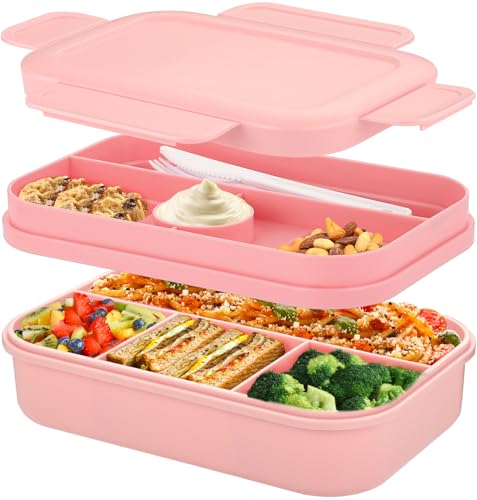 Bento Lunch Box Erwachsene,2000ml Brotdose mit Fächern,Lunchbox für Erwachsene,Vesperbox,Brotzeitbox Brotbox,Auslaufsicher Essensbox Jausenbox mit Unterteilung,Frühstücksbox Vesperdose mit Besteck