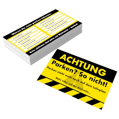 Falkenhorn 20x Achtung! Lustige Strafzettel für Falschparker – Parken? So Nicht! – Witzige Parkzettel & Scherzartikel für Autofahrer – Wetterfest & Hochwertig Scherzartikel, Gag-Geschenk