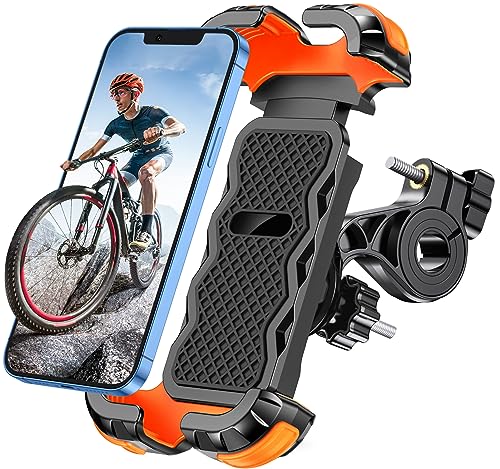 Glangeh Handyhalterung Fahrrad, [Sicheres Schloss] 360° Drehbar Universal Handyhalterung Motorrad, Vollständiger Schutz Fahrrad Handyhalterung für Rennrad MTB Scooter, für 4,7-6,8 Zoll Smartphone