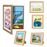 sixzerone Bilderrahmen Kinderzeichnungen, 2 Stück A4 Befüllba Kunstfotorahmen Kinder,25,4 x 32,8 cm,Frontöffnung Kunstwerke, Ideal für, Kunstprojekte, Schule, Zuhause (holz)