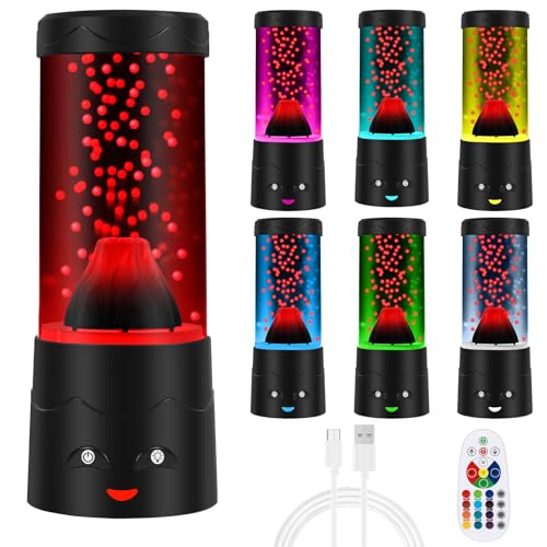 Diealles Shine Lavalampe Kinder, 16 Farben Vulkan Lavalampe Rot mit Fernbedienung, Lava Lampe LED für Weihnachten Geschenke Kinder, Zuhause Stimmungslicht Dekoration