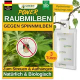 GREEN GUARDIA Power Raubmilben gegen Spinnmilben – 3 Tüten - Biologisches Mittel zur effektiven Spinnmilben Bekämpfung für Zimmer- & Zierpflanzen sowie Canna. – chemiefreie Mittel