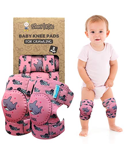 Simply Kids Knieschoner Baby Krabbeln (2 Paar) I Krabbelstrumpfhose, Krabbelhilfe für Babys Mädchen Junge Kind (rosa shark_)