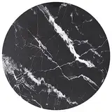 Myheimly Tischplatte Ersatztischplatte Marmorplatte Glasplatte für Esstisch Couchtisch Gartentisch Hartglas in Marmoroptik Schwarz und Weiß,Ø 60 cm