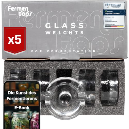 GREEN WISE Fermentiergewichte 5er Set | Glasgewichte zur Fermentation | lebensmittelecht und optimale Größe | Fermentationsgewichte für Sauerkraut Kimchi Kefir | Beschwerungssteine