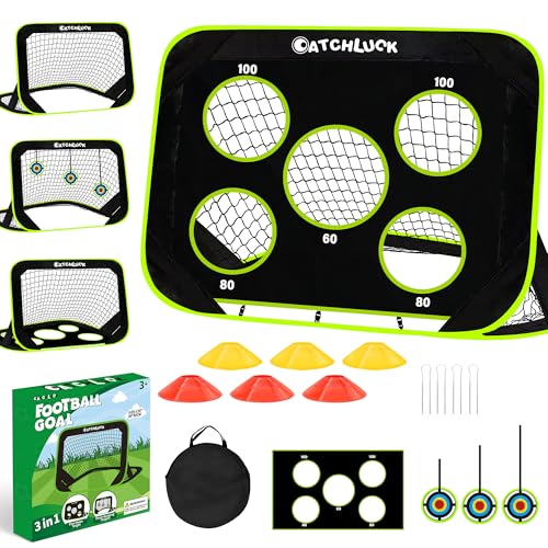 CATCHLUCK Fußballtor Kinder Fussballtor Garten Pop Up Tor für Kinder Outdoor Fußball Tore mit Schulungsgeräte und Tragetasche, Schwarz