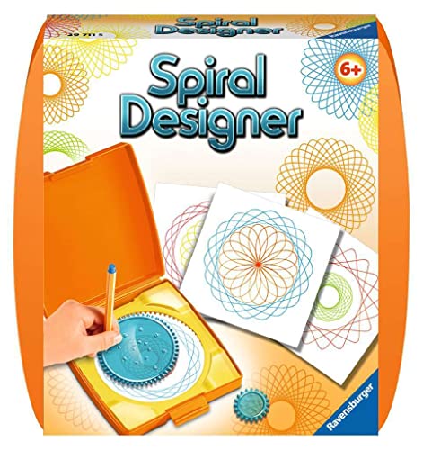 Ravensburger Spiral-Designer Mini, Zeichnen lernen für Kinder ab 6 Jahren, Kreatives Zeichen-Set mit Mandala-Schablone für farbenfrohe Spiralbilder und Mandalas, Orange