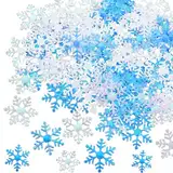 AMSNINK Schneeflocken Deko Set - 600 Stück Konfetti Blau & Weiß, Glitzernde Weihnachtsdeko für Winter, Streudeko, Festlichkeiten, Hochzeit, Geburtstag