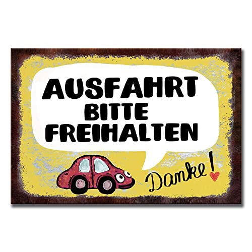 Freundliches Schild Ausfahrt freihalten Parkverbot Parken verboten Parkverbotsschild Hinweisschild Metall Rost-Look Alu-Dibond