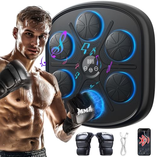 ITEFDTUTNE Smart Music Boxing Machine (Aktualisierte Version), Smart Bluetooth Musik Box Maschine für Erwachsene und Kinder, Wand befestigte Music Punch mit Handschuhen, für Haus, Innen