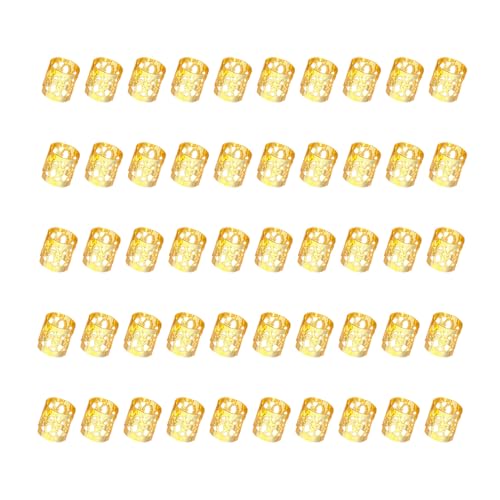 50 PCS haarschmuck gold,50 Stück Gold-Haarschmuck für Zöpfe,Perlen Flechtet Haar Schmuck,Haaranhänger für Frauen, Metall-Gold-Zöpfe, dreadlocks schmuck damen,haar ringe,haarringe für zöpfe