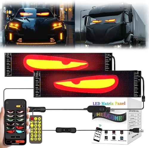 Led Augen Auto LKW: Teufelsaugen Frontscheibe Heckscheibe Wasserdicht Smart DIY Programmierbare USB Led Display Ultradünnes Flexibles Dynamic Soft Screen Matrix Panel (2 stück, 12x59,5 cm)