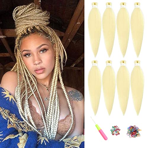 Pre-Stretched Braiding Hair ShowJarlly Easy Braid Professionelle Kunstfaser Häkelborten 26 Zoll 8Packs/Lot Yaki Texture Flechten Haarverlängerungen Häkelgeflecht Weiche Crochet Braiding Haar 613#